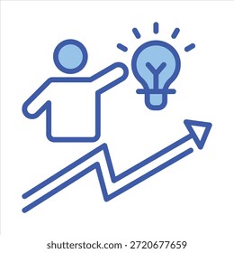 Ícone de autoaperfeiçoamento. Ilustração em azul vetorial simples.