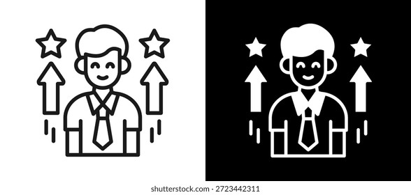 Self Improvement Icon whiteblack Vector Illustration