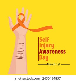 Self injury awareness day vector illustration background art. March 1st