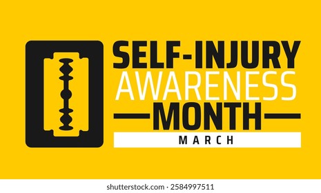 Self Injury Awareness Month background banner or poster design template. observed every year in March. Holiday concept. Use to any Template, card, poster, placard, template.