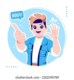 Self Introduction Cute Boy Cartoon Character Illustration