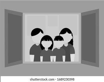 Self isolated vector image In the house Is the management of the outbreak of the CORONA virus, COVID-19 is to avoid contact with others to limit the spread of the disease.