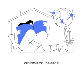 Self isolation abstract concept vector illustration. Coronavirus outbreak worldwide, isolation during pandemic, self quarantine rules, stay safe at home, social distancing abstract metaphor.