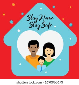 Self isolation concept stay home stay and enjoy safe during Covid-19  Self-isolate from a pandemic Vector flat illustration