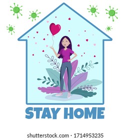 Self isolation concept. Stay at home. All stay at home during Covid-19. Self-isolate from a pandemic.