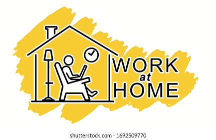 Self isolation concept. Working from home during Covid-19. All stay at home. Self-isolate from a pandemic. Remote work from home during Quarantine. Vector flat illustration
