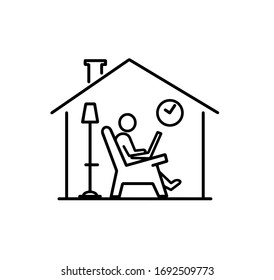 Self isolation concept. Working from home during Covid-19. All stay at home. Self-isolate from a pandemic. Remote work from home during Quarantine. Vector flat illustration