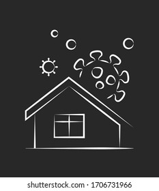 Self isolation home icon, infographic vector illustration