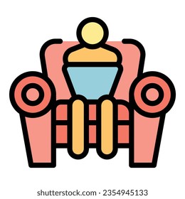 Self isolation icon outline vector. Home people. House corona color flat