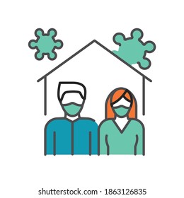 Self isolation line color icon. Sign for web page, mobile app, button, logo