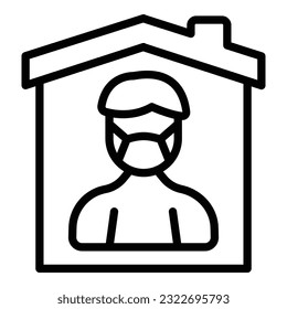 Self isolation mask icon outline vector. Home people. Corona online