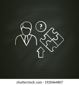 Self knowledge improving chalk icon. Self cognition. Introspection. Self improvement and self realization.Business and career development. Isolated vector illustration on chalkboard