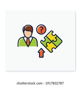 Self knowledge improving color icon. Self cognition. Introspection. Self improvement and self realization.Business and career development. Isolated vector illustration