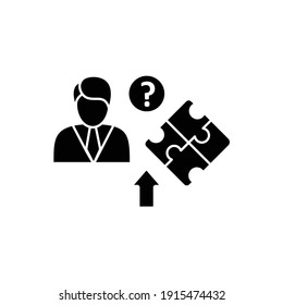 Self knowledge improving glyph icon. Self cognition. Introspection. Self improvement and self realization.Business and career development. Filled flat sign. Isolated silhouette vector illustration