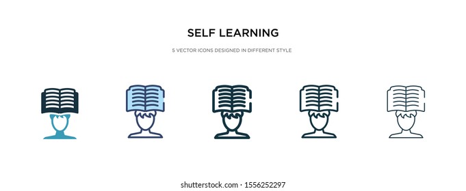 self learning icon in different style vector illustration. two colored and black self learning vector icons designed in filled, outline, line and stroke style can be used for web, mobile, ui