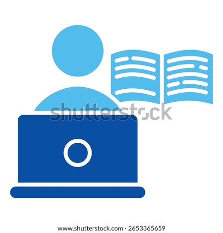 Self Learning Icons In Blue Style, Vector Illustration