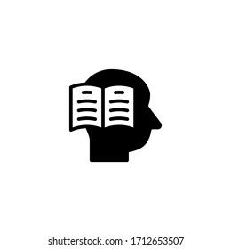 Self learning vect in black solid flat design icon isolated on white background