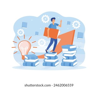 Self learning,book. Self development,symbl. flat vector modern illustration 