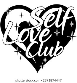 self love club heart black vector graphic design and cut file