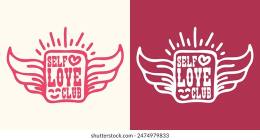 Self Love Club lettering design illustration . Vector illustration for T-shirt graphics, prints, posters, bags, stickers and other uses.