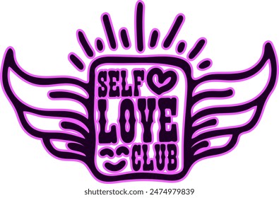 Self Love Club lettering design illustration . Vector illustration for T-shirt graphics, prints, posters, bags, stickers and other uses.