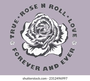 Self love club. Rose vector graphic print artwork for apparel, stickers, posters, background and others. Forever and ever. Rose and roll.