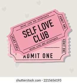 Self love club vector pink illustration