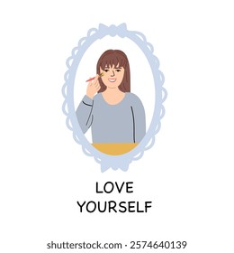 Self love concept with woman applying makeup - empowerment and confidence design.