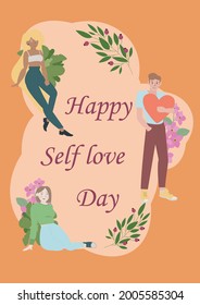 Self love day postcards in vector