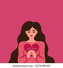 Self love, health, beauty and wellness concept. Vector illustration