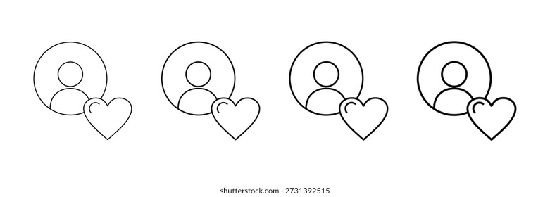 Vector de los iconos del corazón del amor propio fijado en diverso estilo de la línea del movimiento