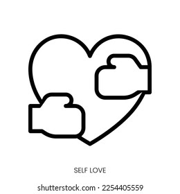 self love icon. Line Art Style Design Isolated On White Background