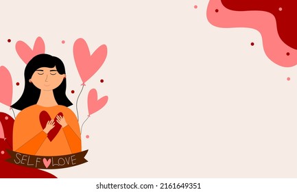 Self love Ilustration character background with copy spaces.