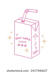 Self love juice positive saying retro art on white background