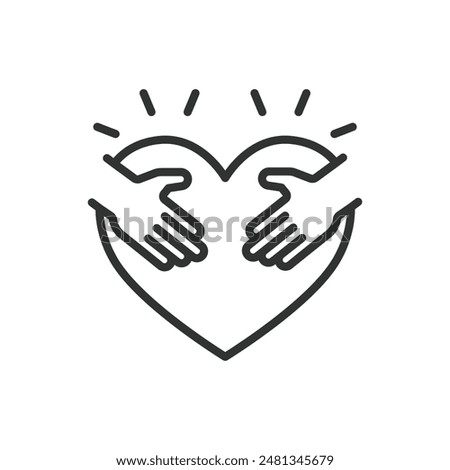 Self love, in line design. Care, self compassion, self worth, self acceptance, mental health on white background vector. Love editable stroke icon.