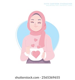 self love muslim girl cute cartoon character