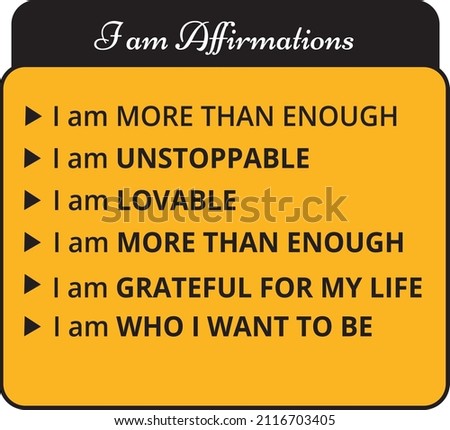 I am Self love and success Affirmation Vector Template, Law of attraction, Home decor, manifest graphics