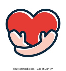 Self Love Vector Thick Line Filled Dark Colors Icons For Personal And Commercial Use.
