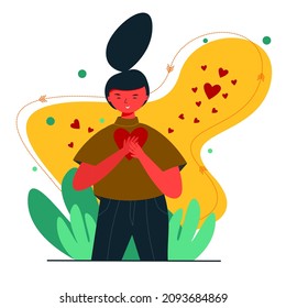 Self love or love yourself flat design character