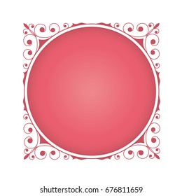 Self made decorative ornament with big fuchsia circle in middle of it. Perfect frame for picture or other graphic.
