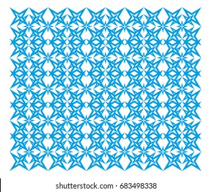 Self made pattern done by stars. Blue main color with white background. Arranged composition.