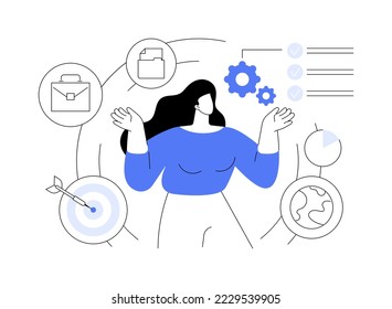 Self management abstract concept vector illustration. Personal management, self-regulation learning, self-organization course, auto motivation, productivity software, efficiency abstract metaphor.