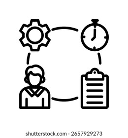 Self Management Icon Line Vector Illustration