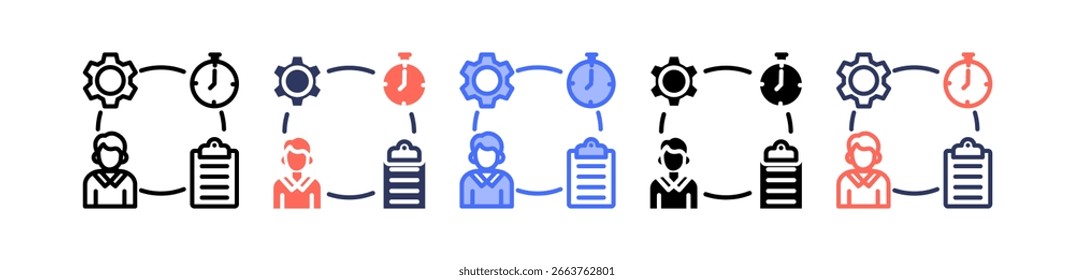 Self Management Icon Multiple Vector Illustration