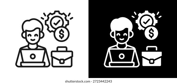 Self Management Icon whiteblack Vector Illustration