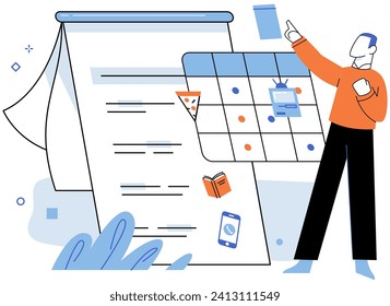Self management. Vector illustration. Organizing tasks and priorities is essential for self management Individual efficiency is direct result effective self management Workflow optimization is crucial
