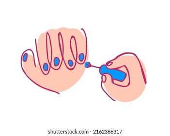 Self manicure. Vector illustration in a simplified style
