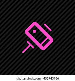 a self mobile phone in a holder self isolated minimal single flat linear icon in color. Line vector icon for websites and mobile minimalistic flat design.