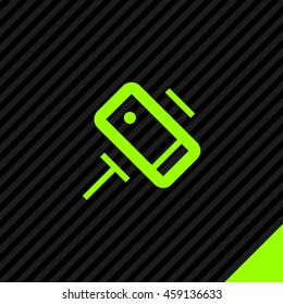 a self mobile phone in a holder self isolated minimal single flat linear icon in color. Line vector icon for websites and mobile minimalistic flat design.