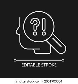 Self monitoring white linear icon for dark theme. Gather attention. Adapt in any situation. Thin line customizable illustration. Isolated vector contour symbol for night mode. Editable stroke